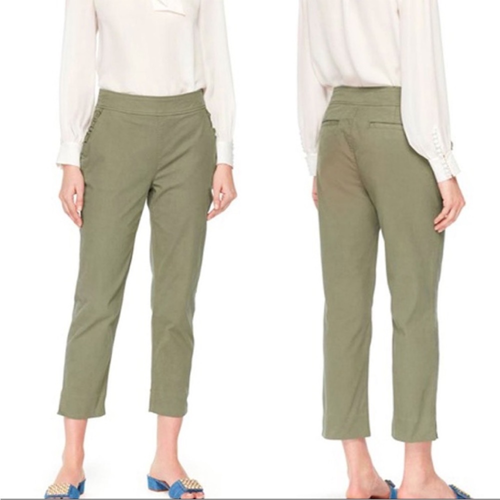 Kate Spade Slim Straight Chino Pants in Army Green
